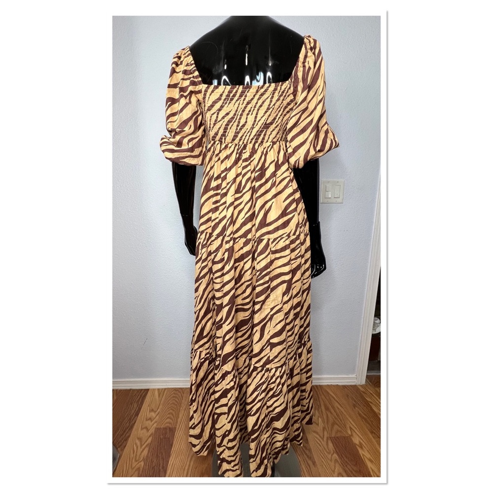 Anthropologie 100% Cotton Shell Blossom Maxi Dress - Modal Lined Sz S Brown NWT - Picture 7 of 12